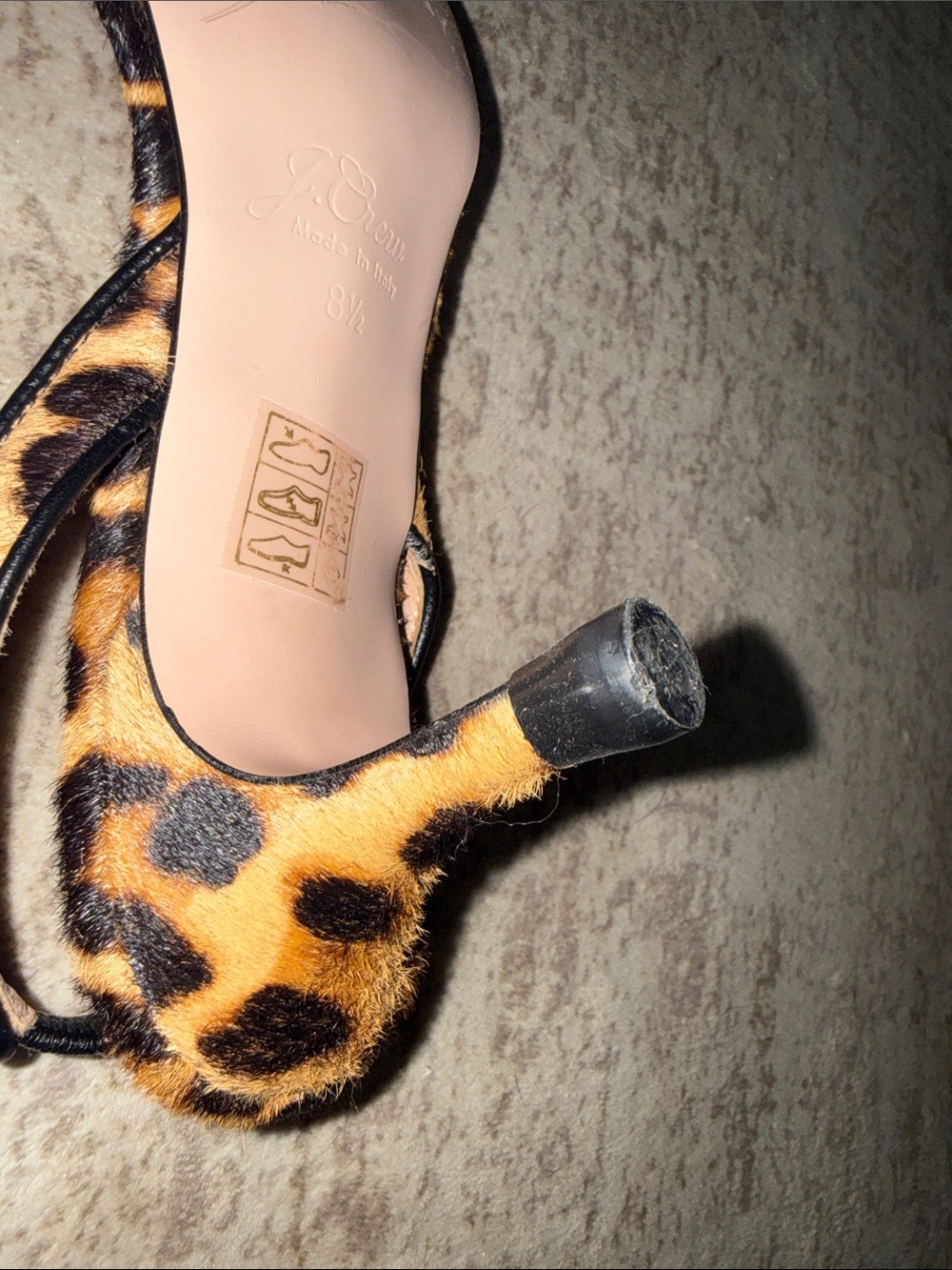 J. Crew Leopard Print Calf Hair Slingback Heels in Brown and Black - Picture 4 of 5